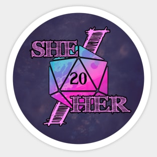 She Her Pronouns d20 Sticker